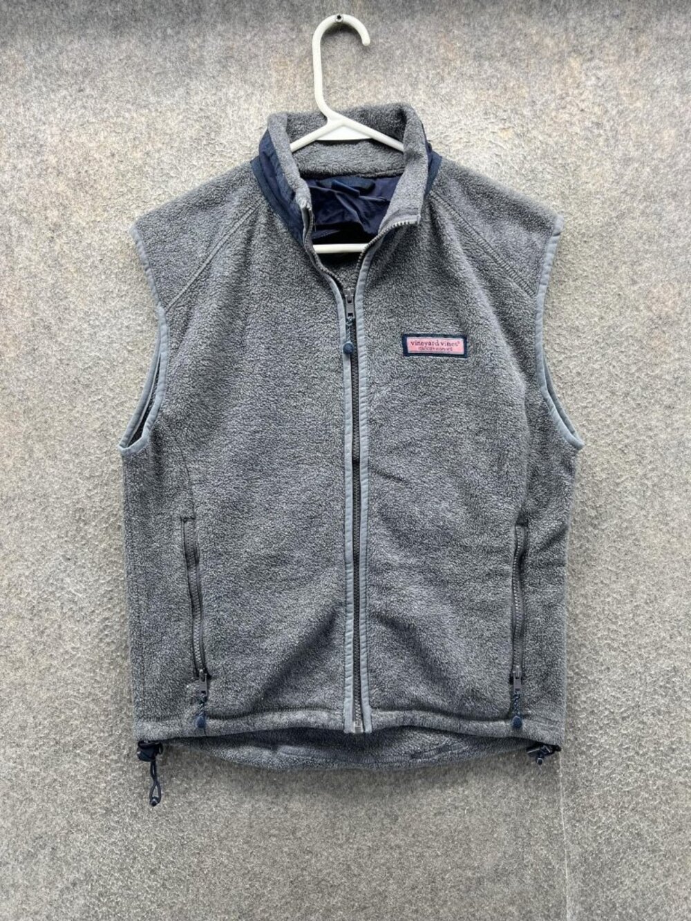 Vineyard Vines Vest Men XS Gray Fleece Full Zip Collared Lined Pockets Outdoor